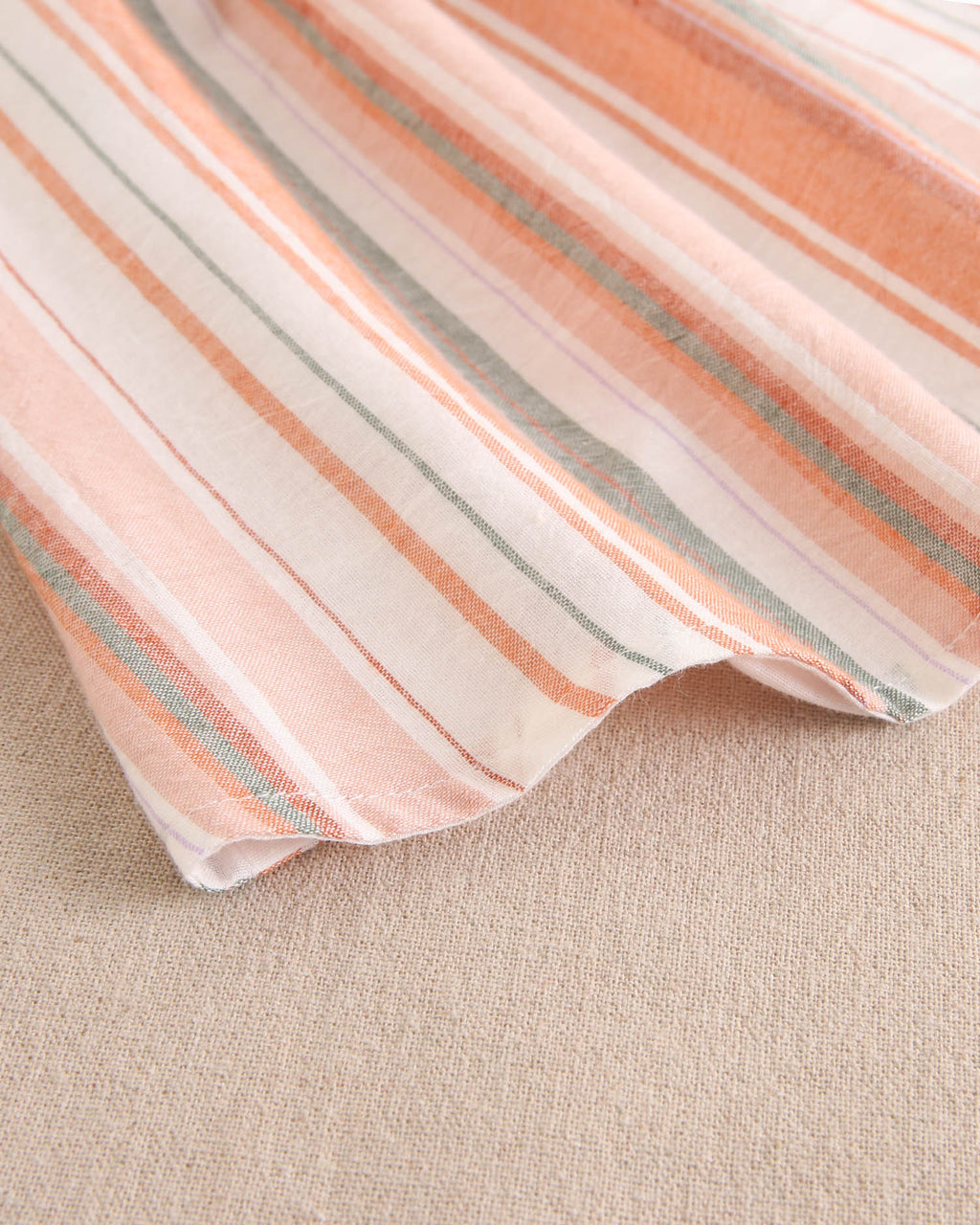 Vestido bebé niña mix de rayas naranjas, verdes y blancas