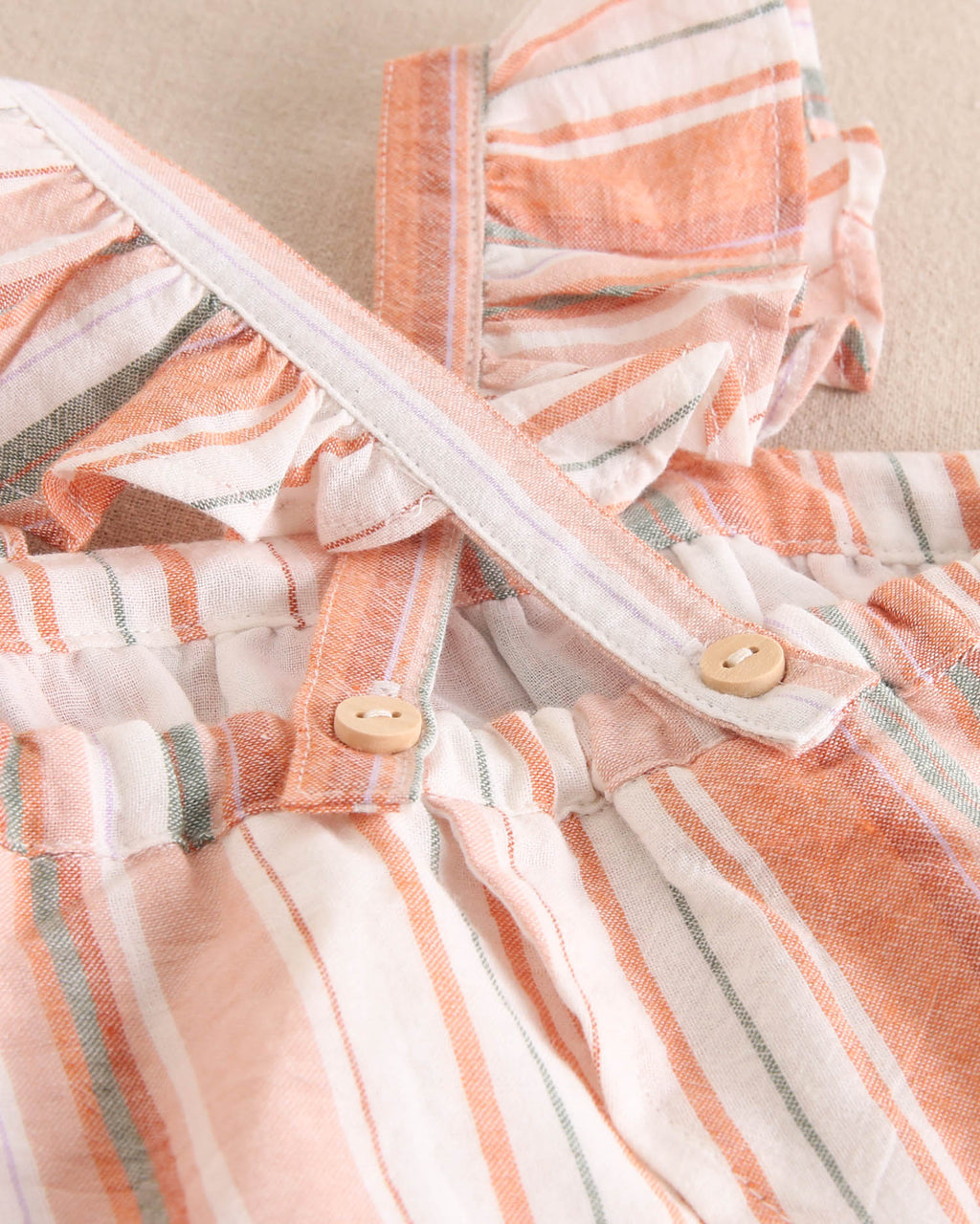 Vestido bebé niña mix de rayas naranjas, verdes y blancas
