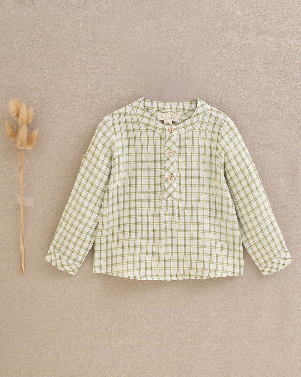 Conjunto bebé niño camisa vichy verde pistacho y short blanco