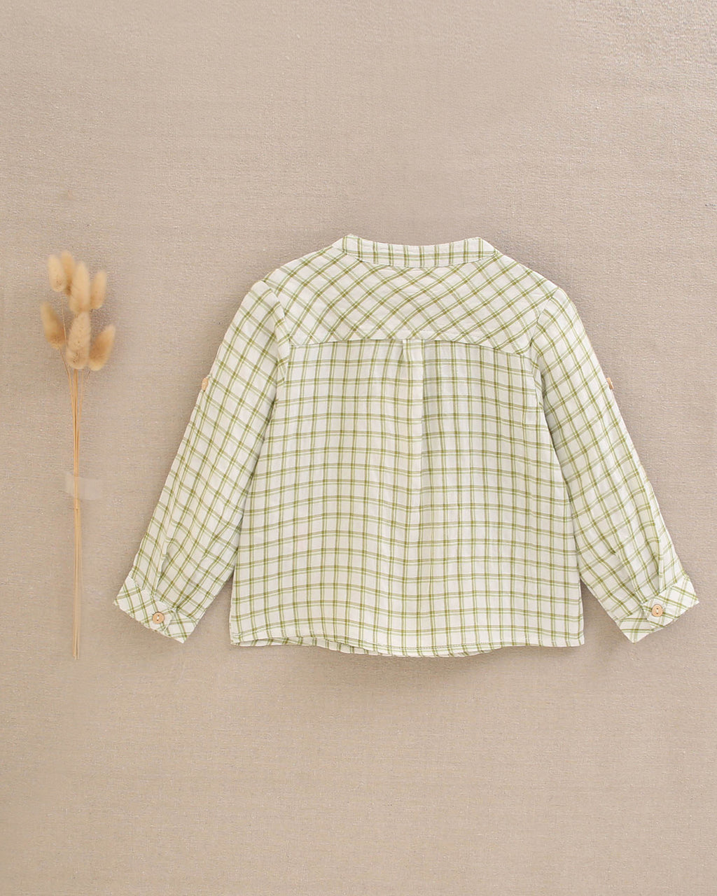 Conjunto bebé niño camisa vichy verde pistacho y short blanco
