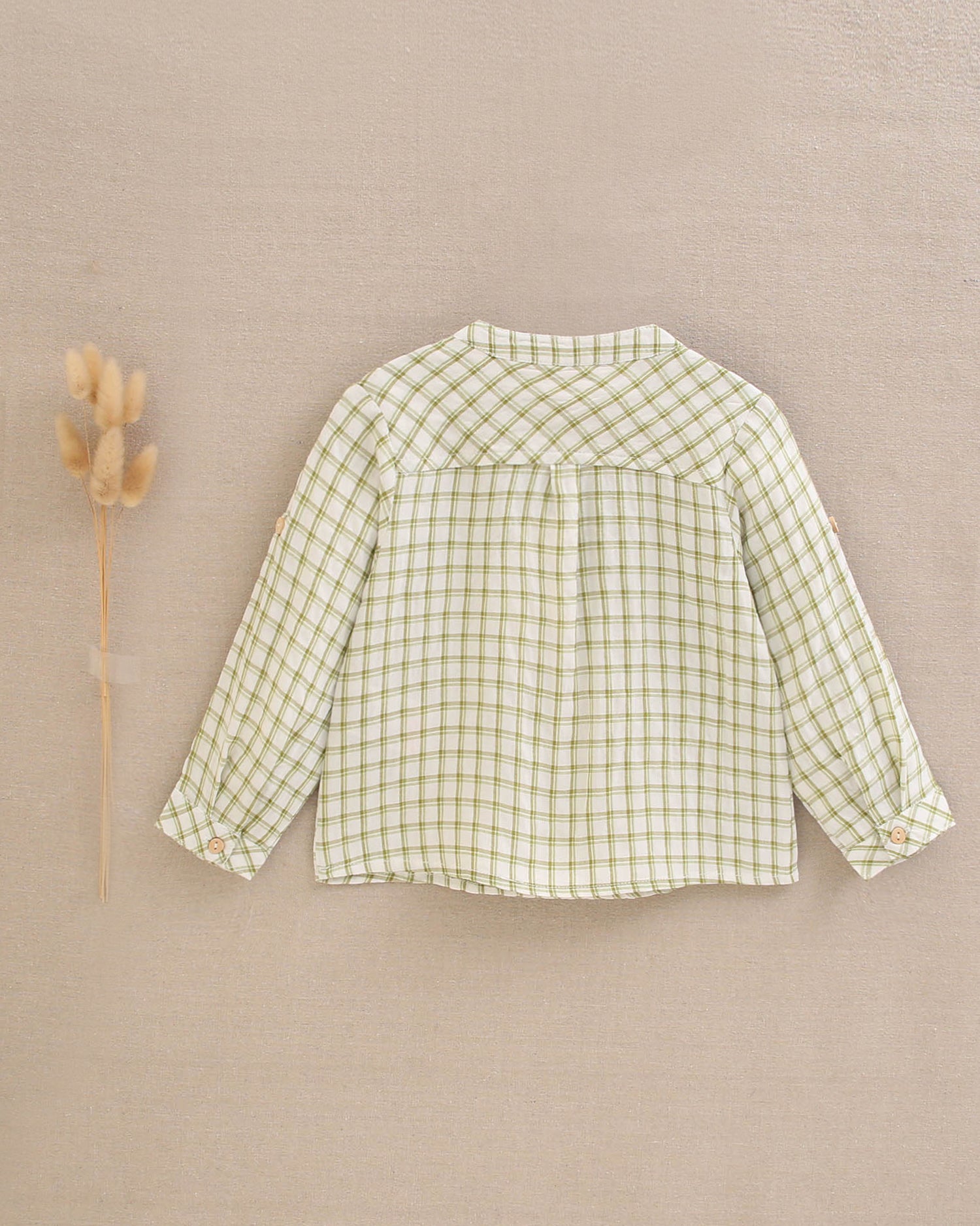 Conjunto bebé niño camisa vichy verde pistacho y short blanco