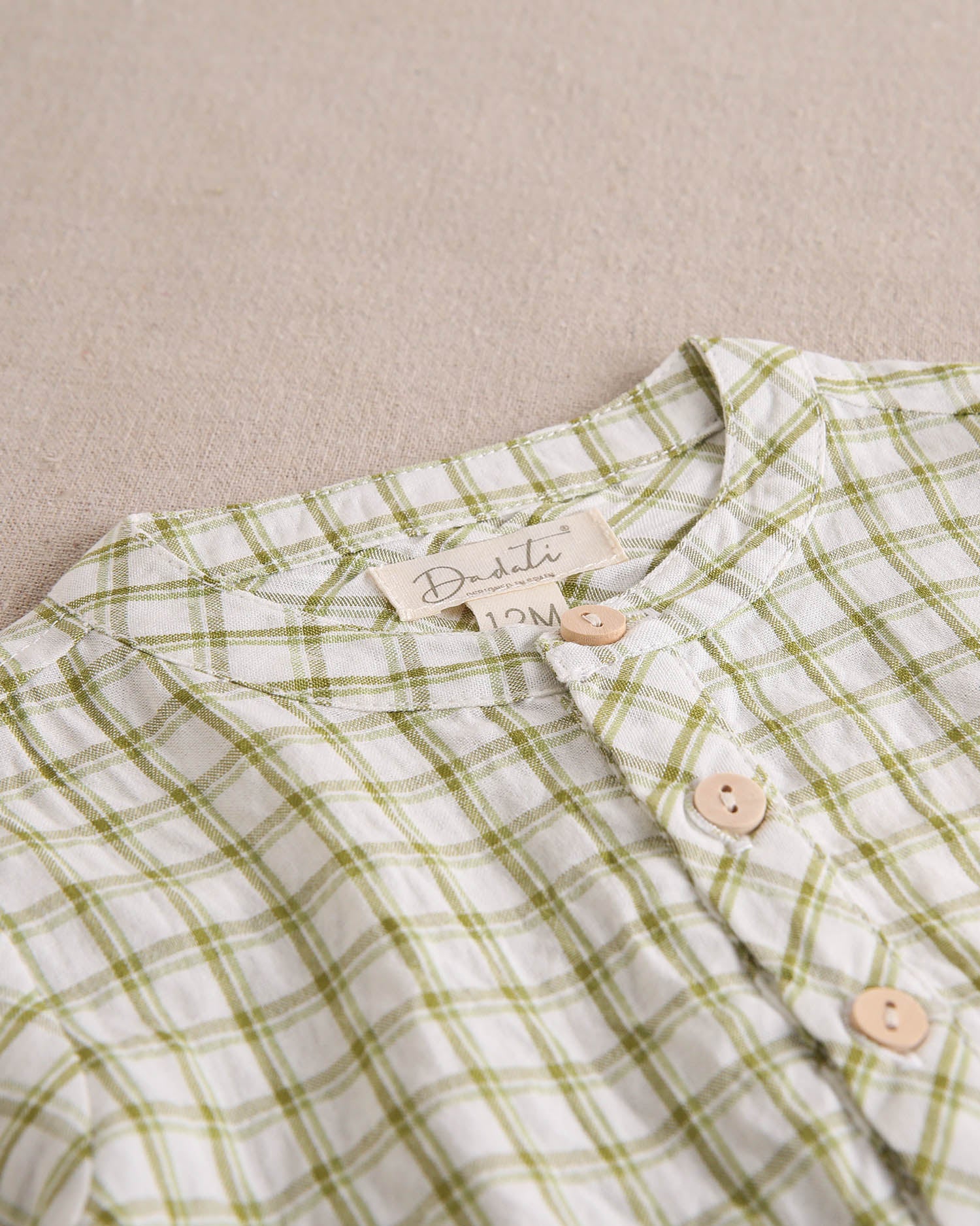 Conjunto bebé niño camisa vichy verde pistacho y short blanco