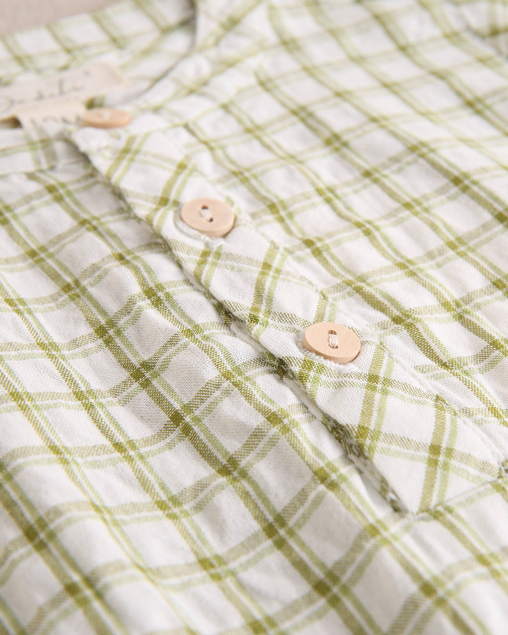 Conjunto bebé niño camisa vichy verde pistacho y short blanco