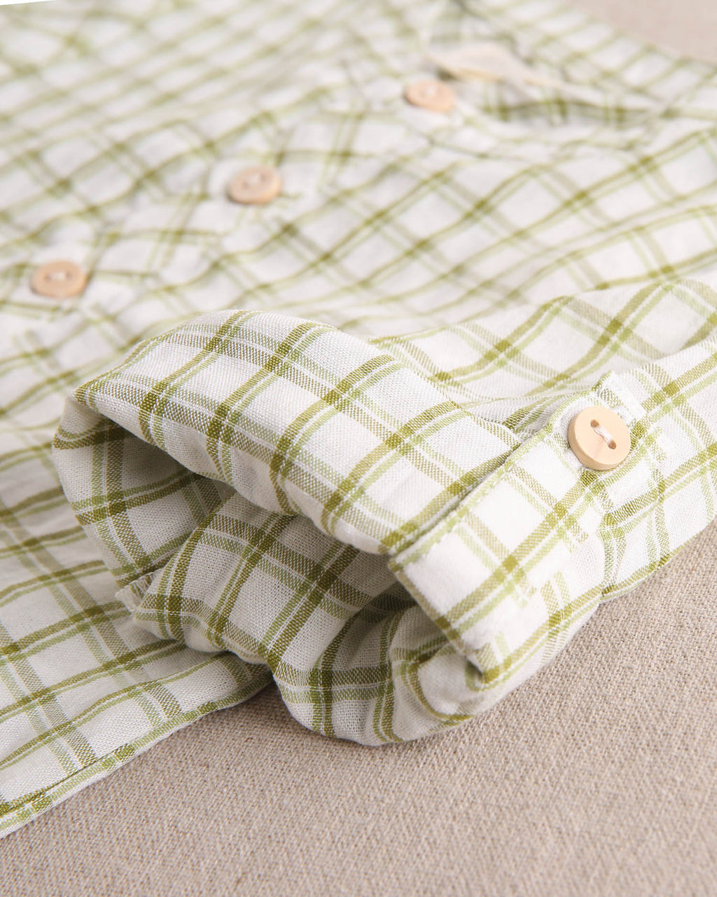 Conjunto bebé niño camisa vichy verde pistacho y short blanco