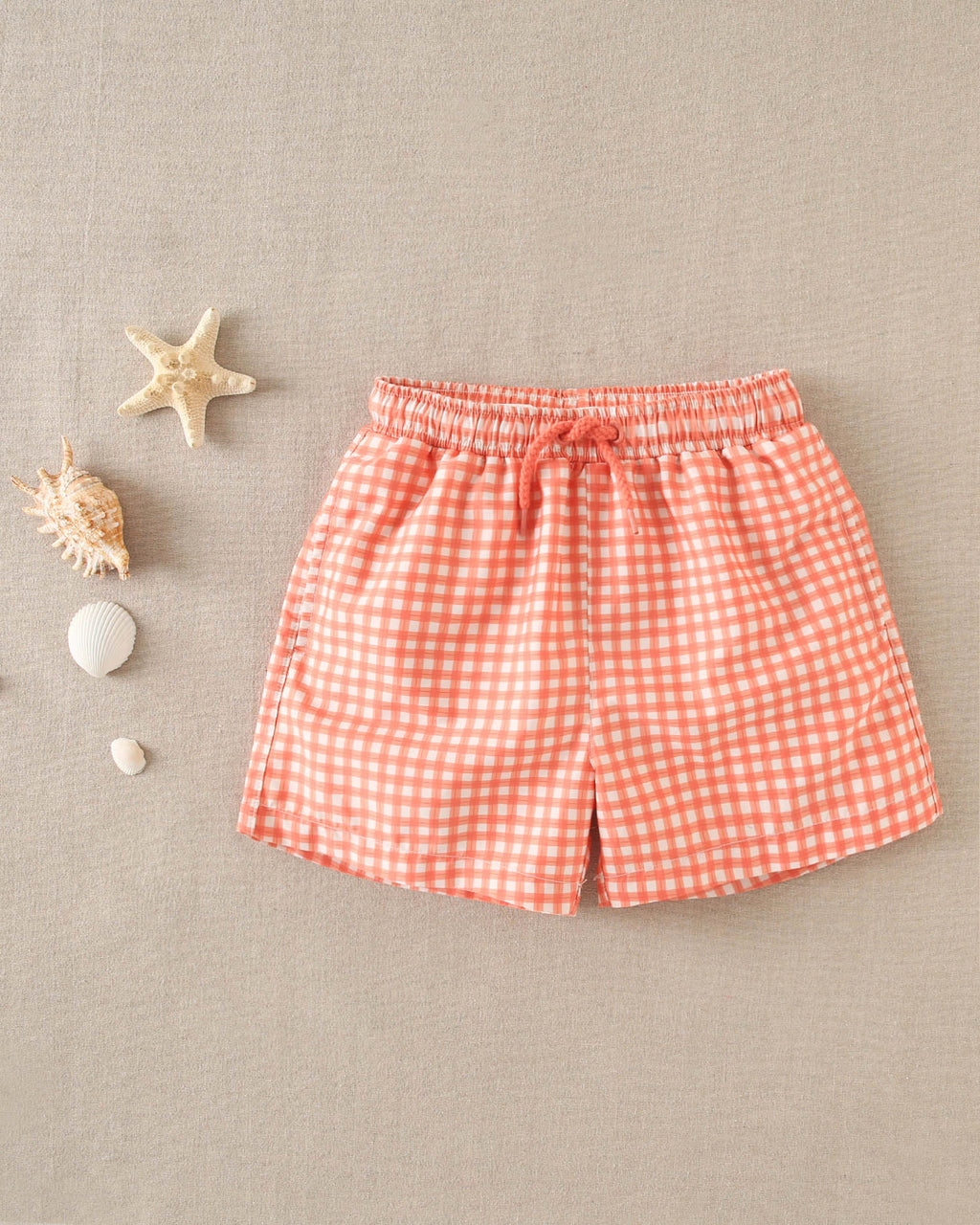 Traje de baño niño cuadro vichy naranja