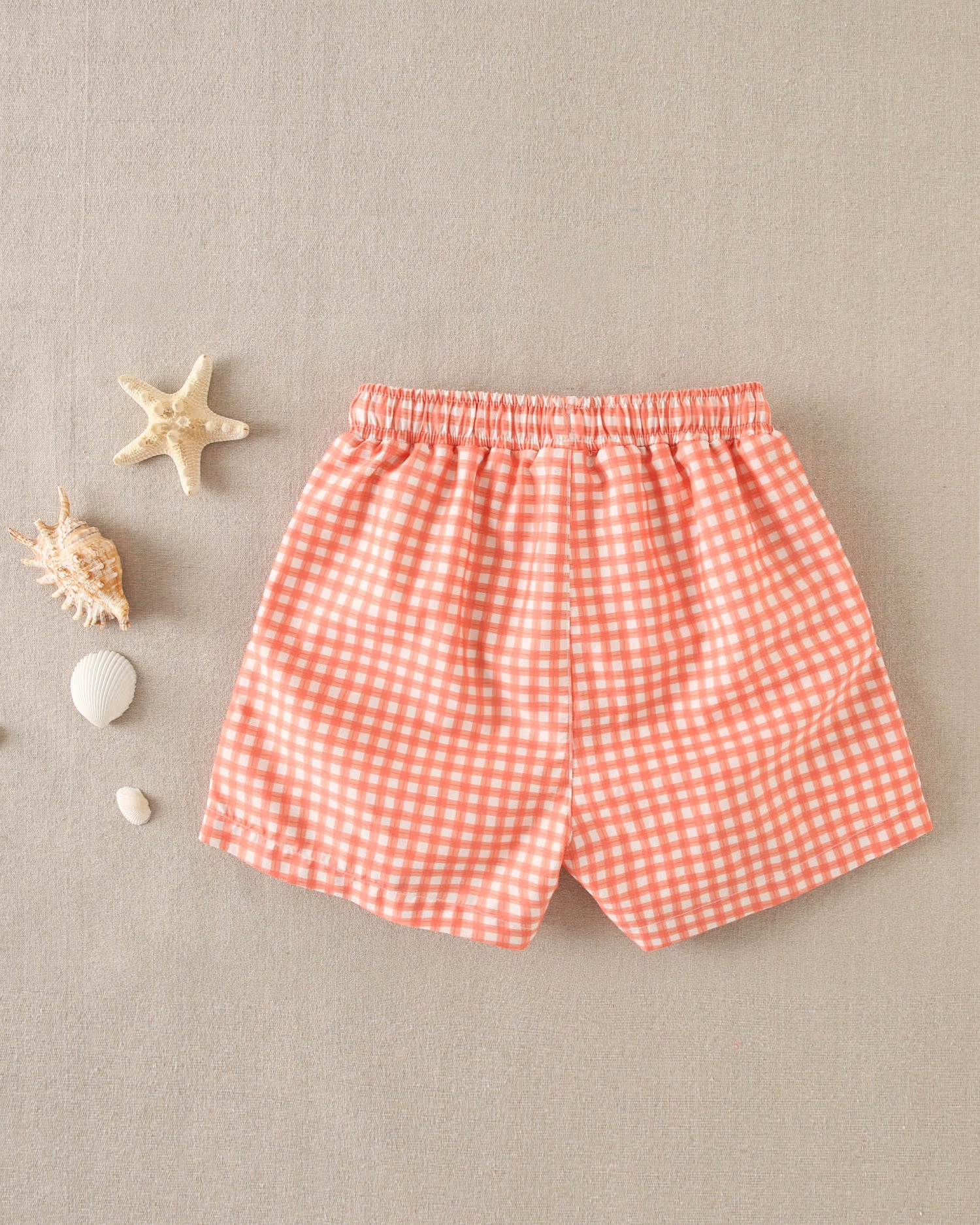 Traje de baño niño cuadro vichy naranja