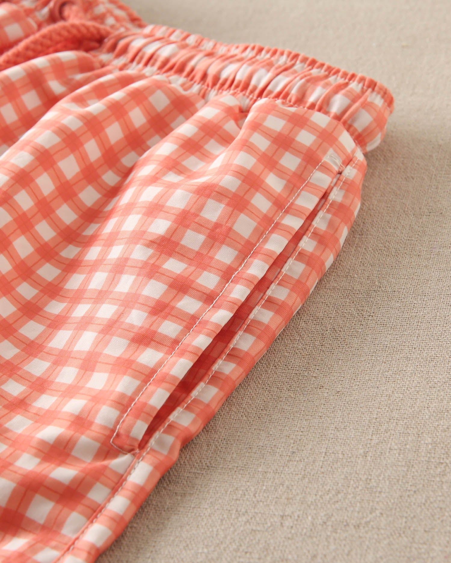 Traje de baño niño cuadro vichy naranja