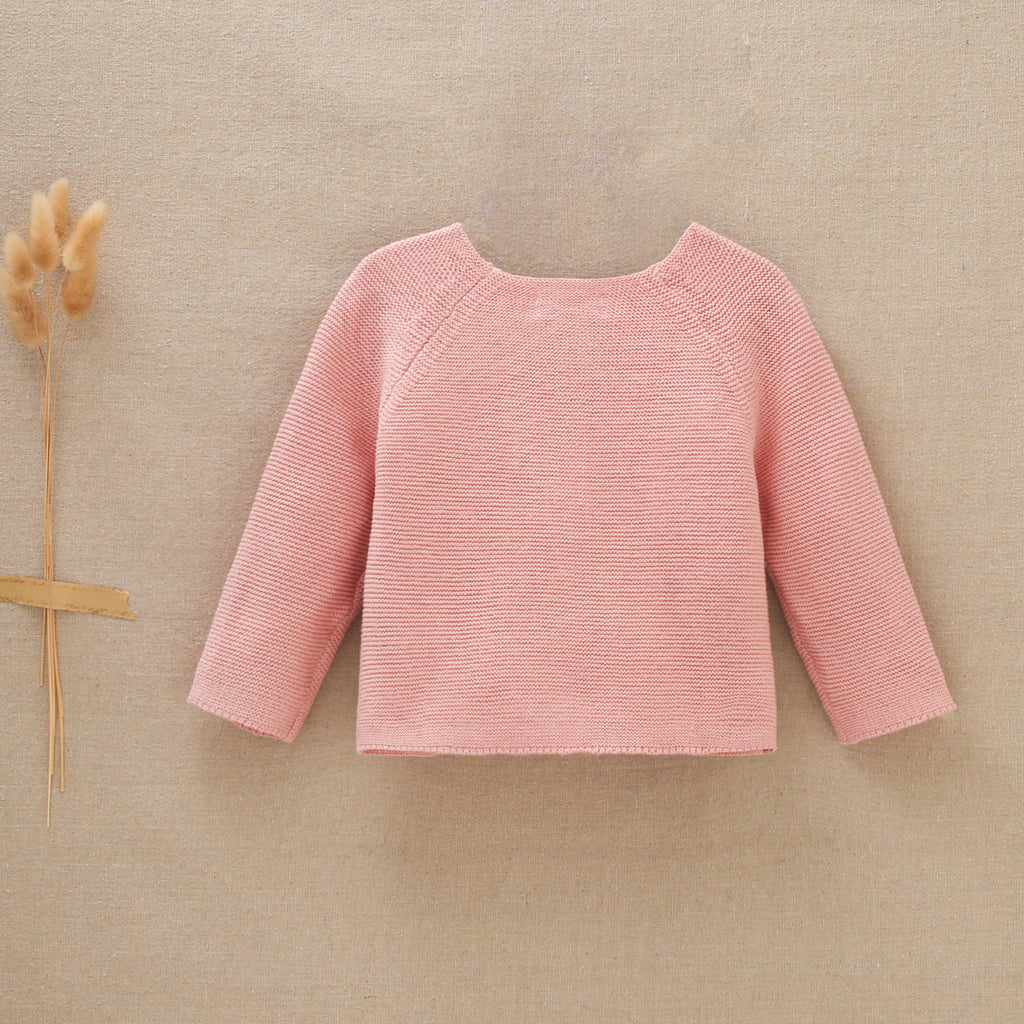 Chaqueta bebé niña punto en color rosa empolvado