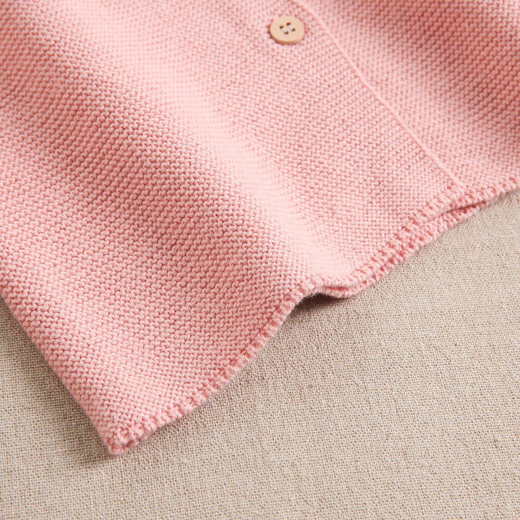 Chaqueta niña punto en color rosa empolvado