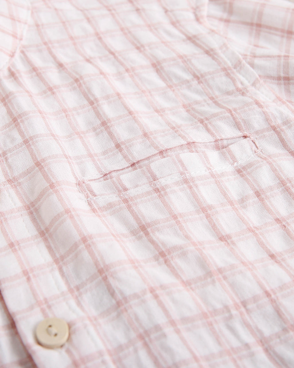 Camisa niño con cuadros rosa y blanco, con cuello mao