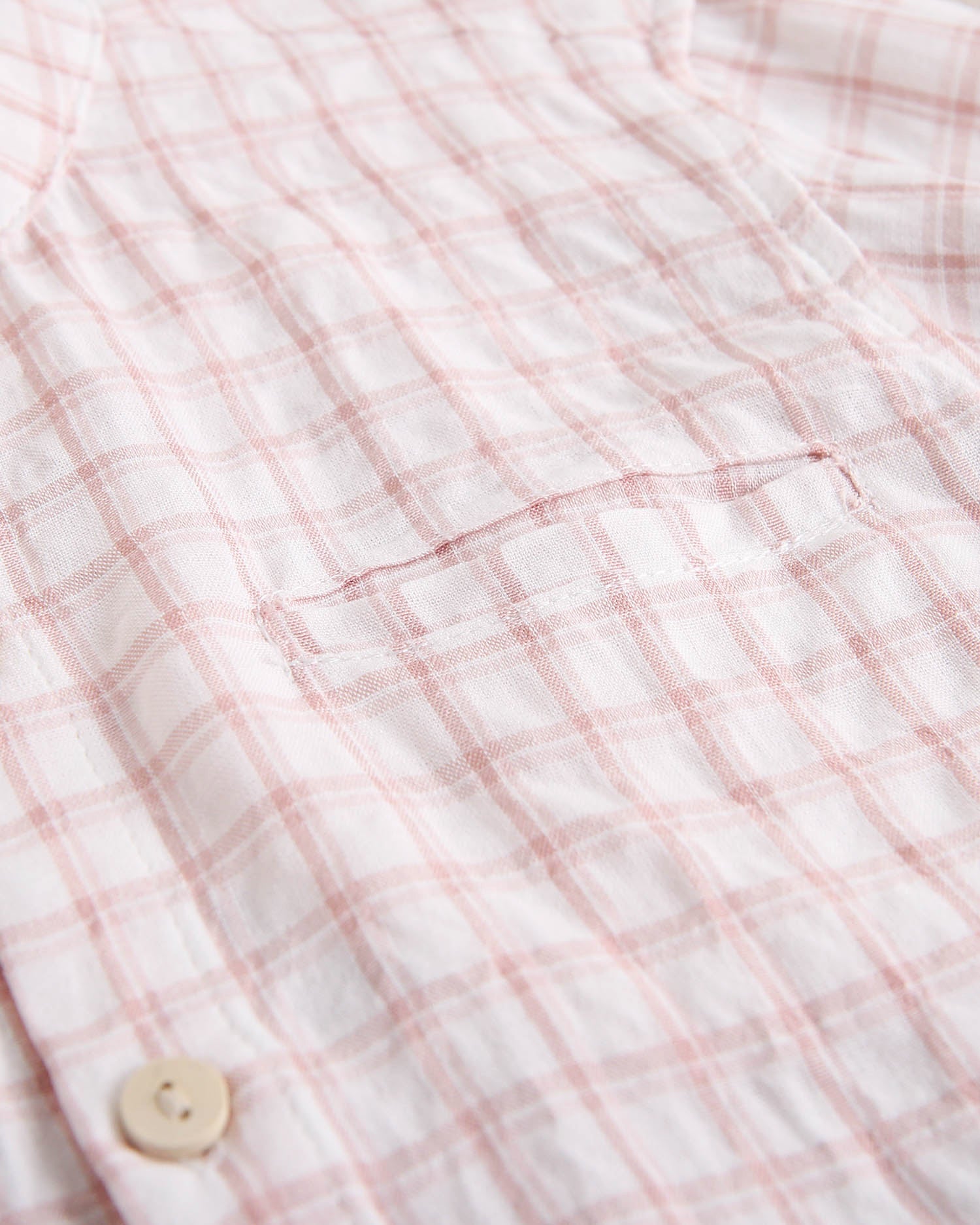 Camisa niño con cuadros rosa y blanco, con cuello mao