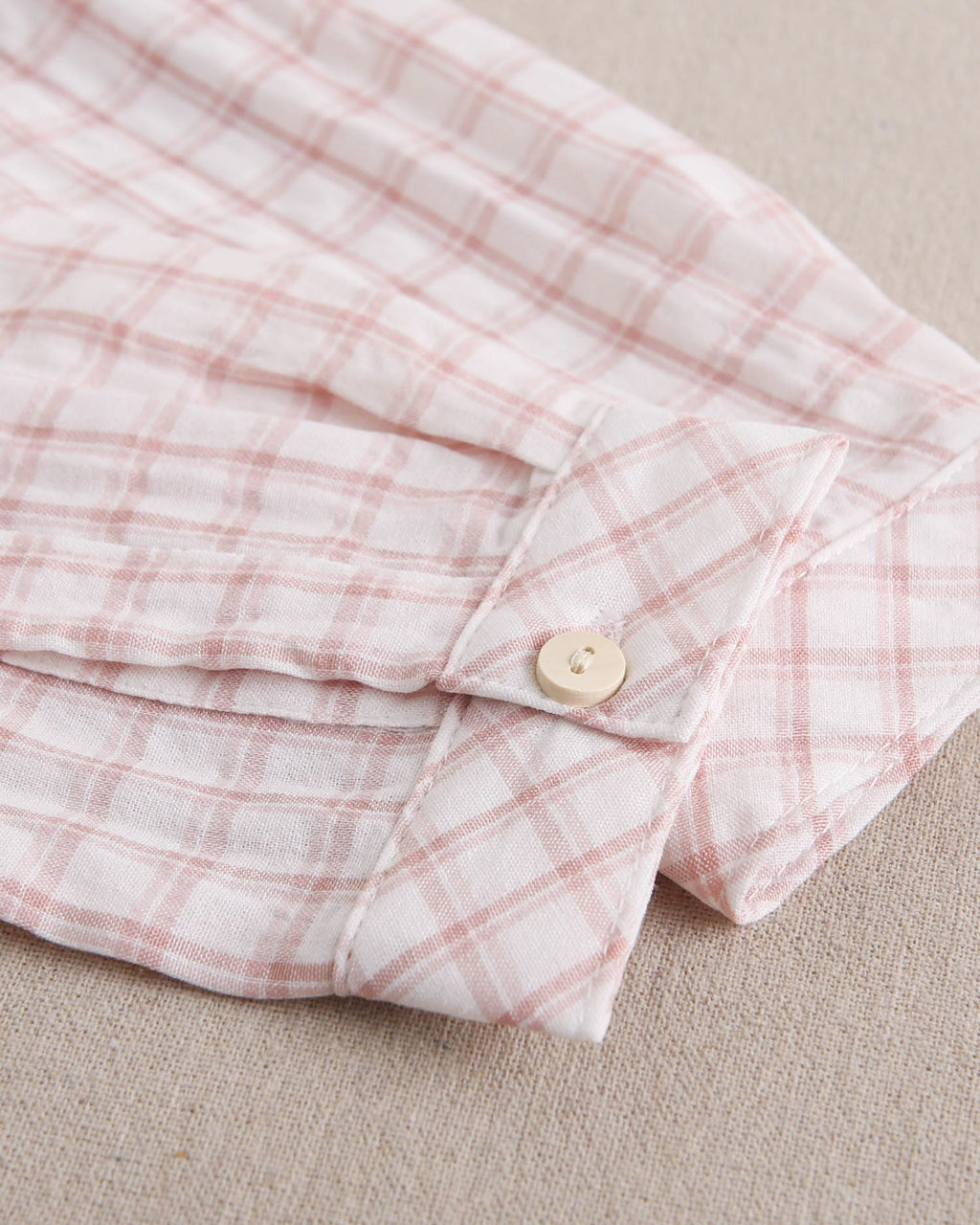 Camisa niño con cuadros rosa y blanco, con cuello mao