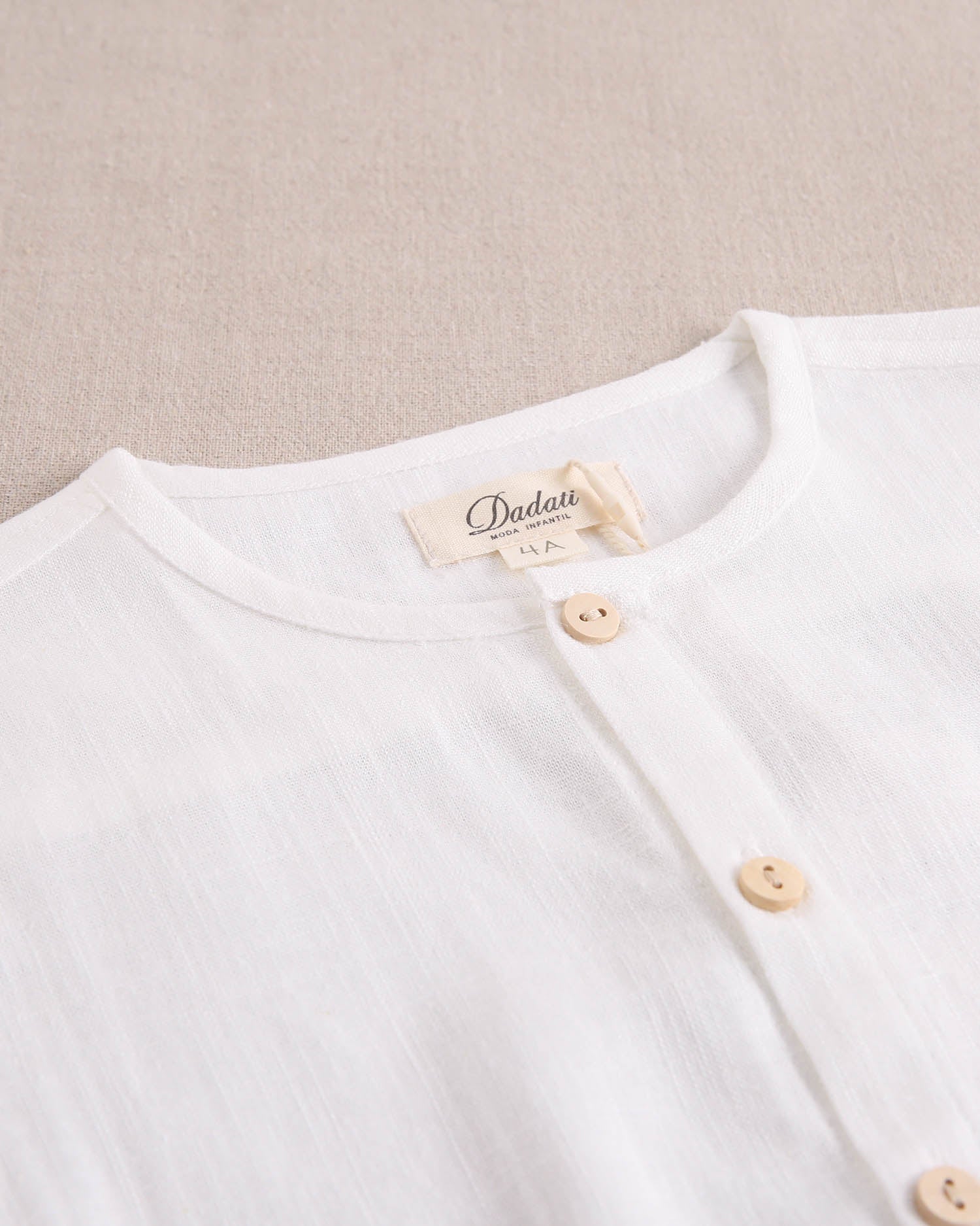 Camisa niño blanca de lino con cuello mao