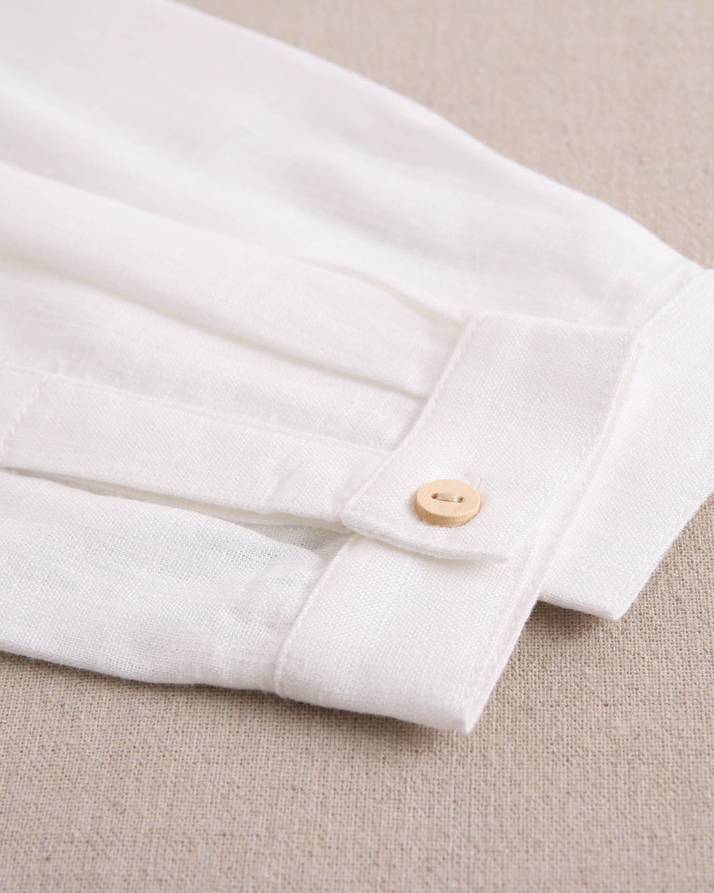 Camisa niño blanca de lino con cuello mao