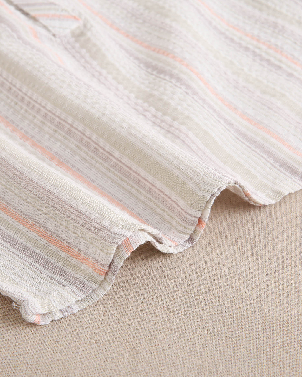 Camisa niño de rayas naranja, gris y verde, con cuello mao