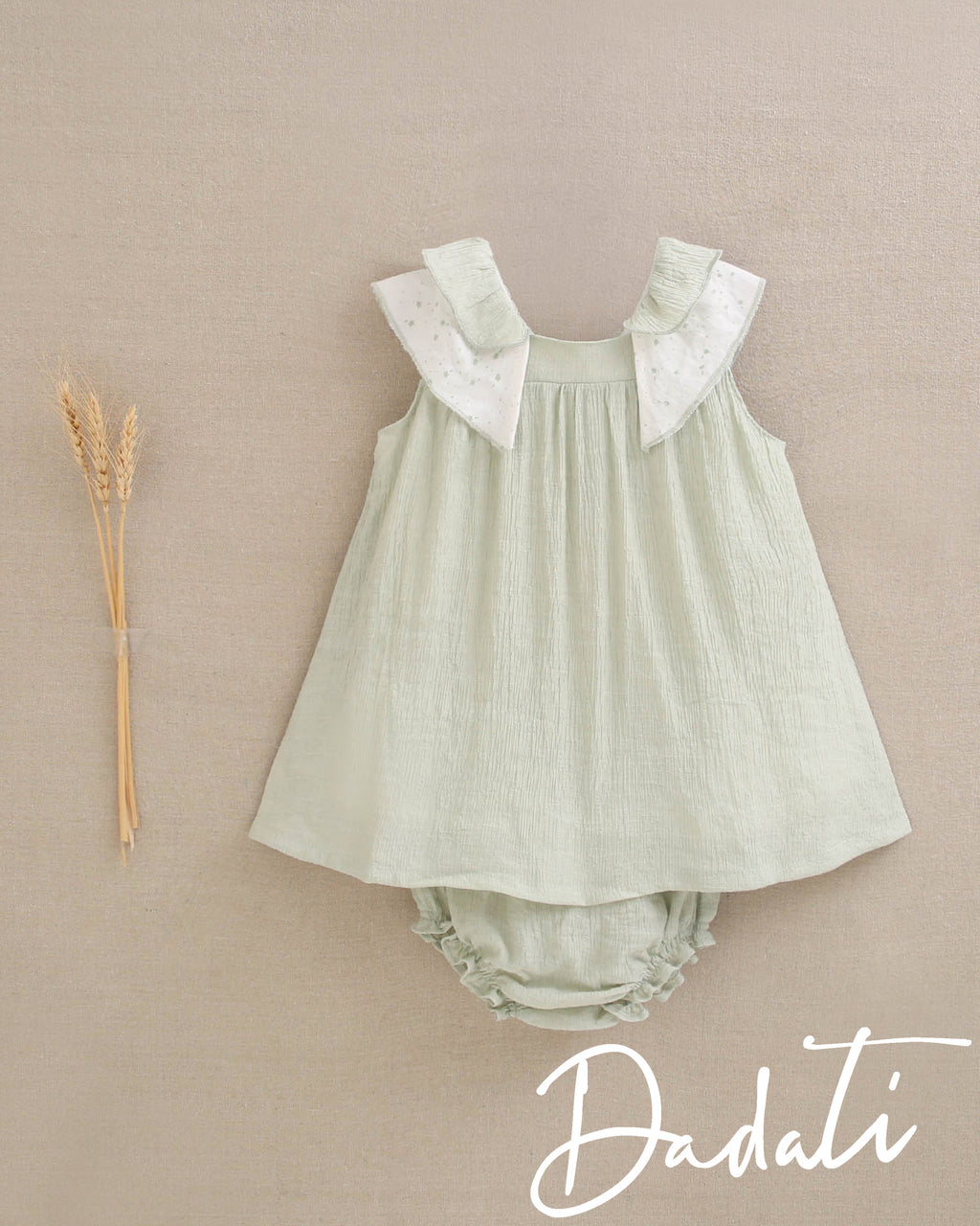 Vestido bebé niña verde agua
