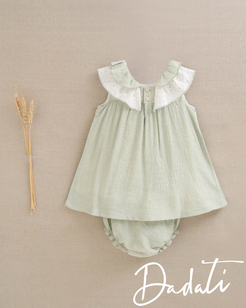 Vestido bebé niña verde agua