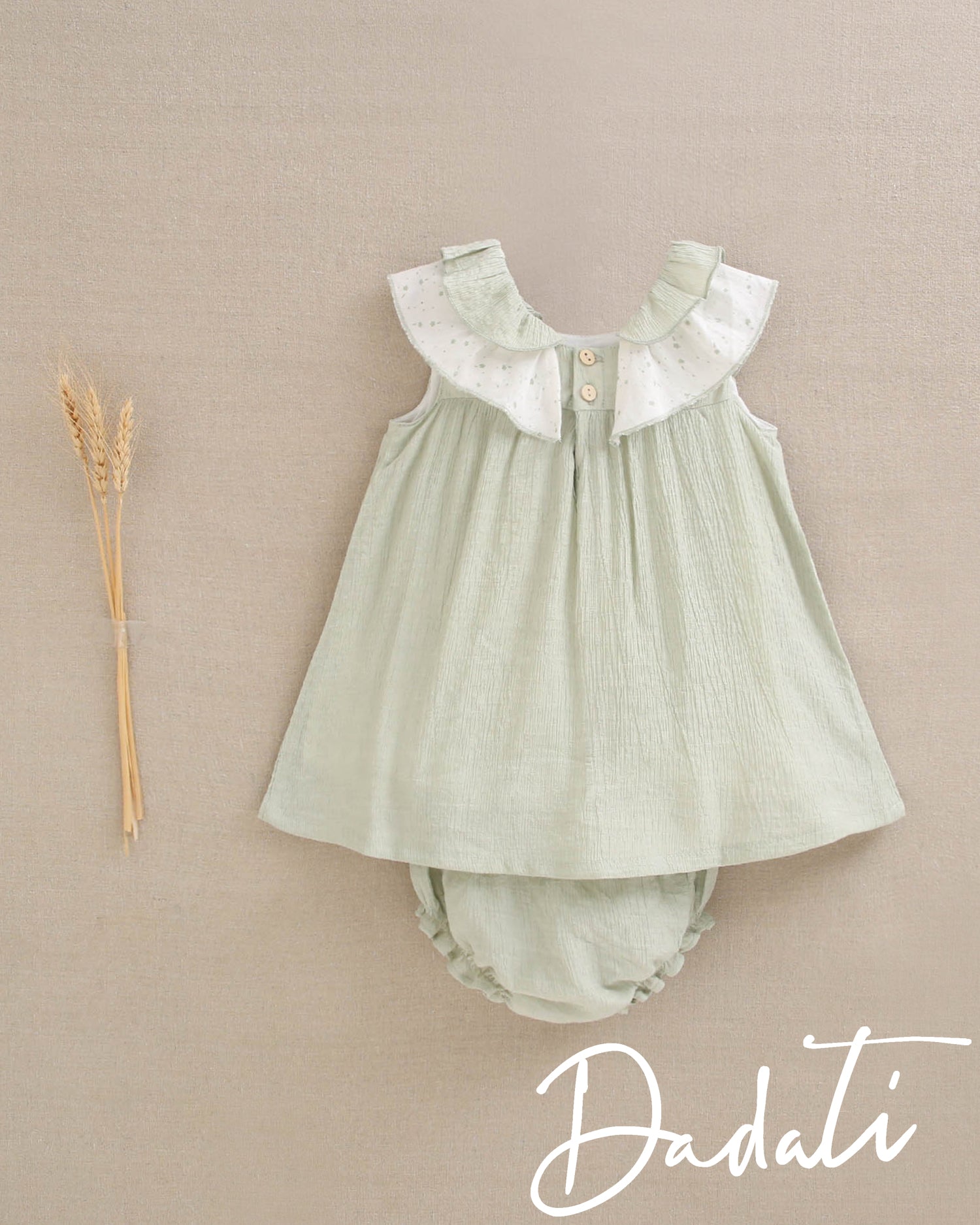 Vestido bebé niña verde agua
