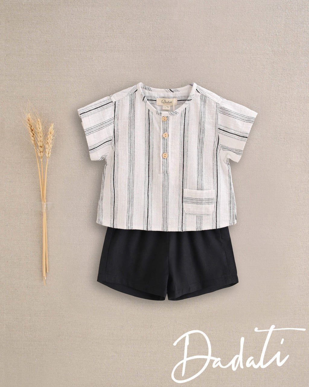 Set bebé niño camisa blanca y negro con short negro