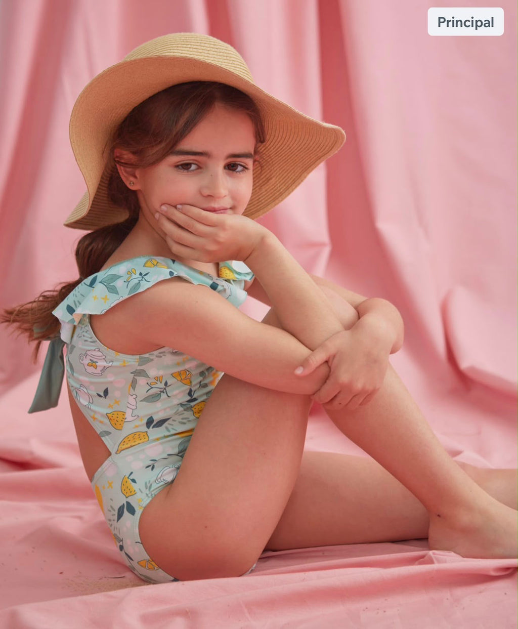 Traje de baño niña verde con limones