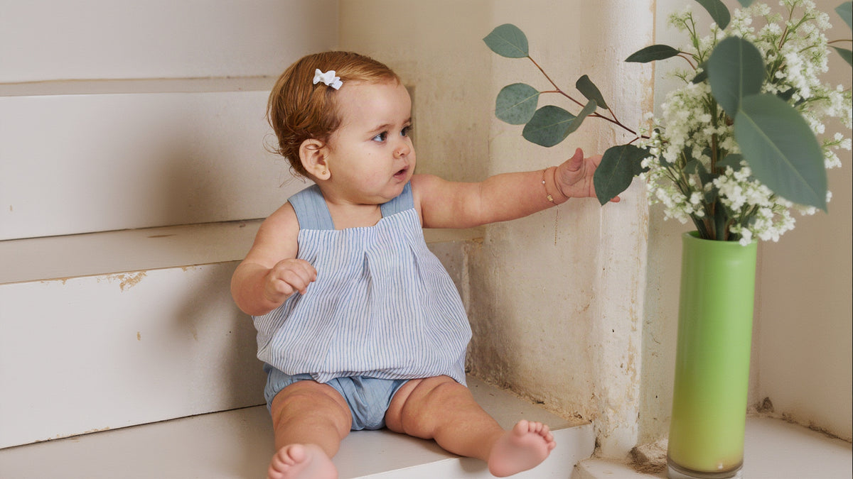 Verano - set bebé niña rayas azul pastel