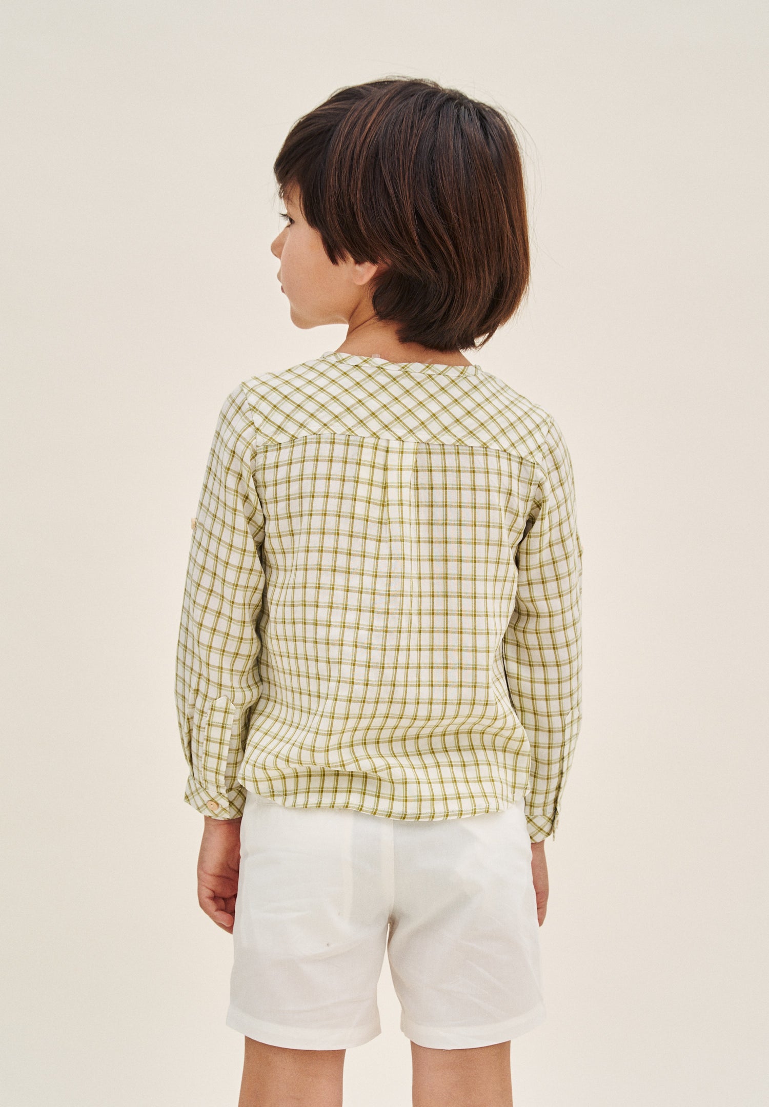 Camisa niño vichy verde pistacho y blanco