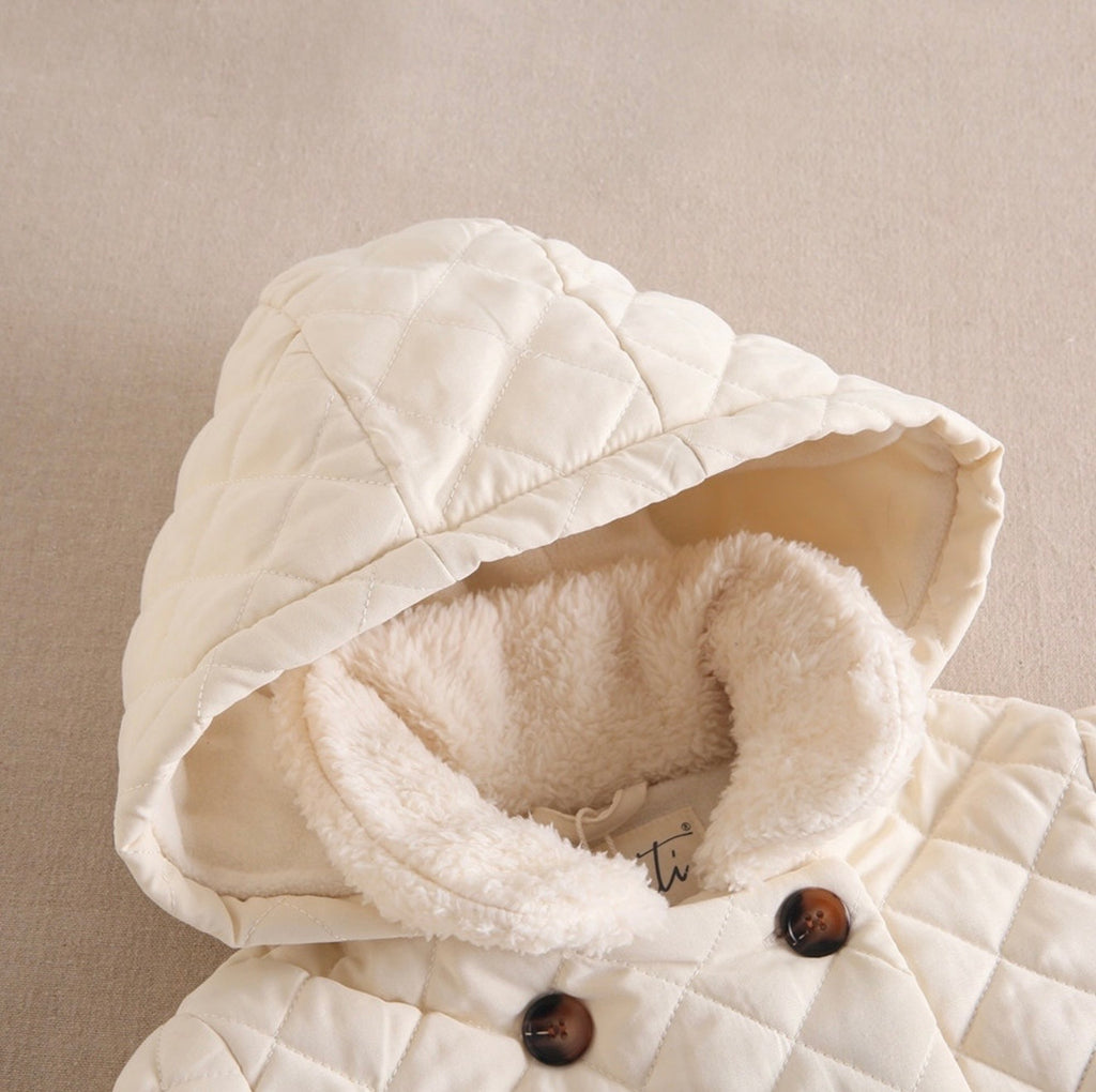 Abrigo de bebé unisex crudo acolchado