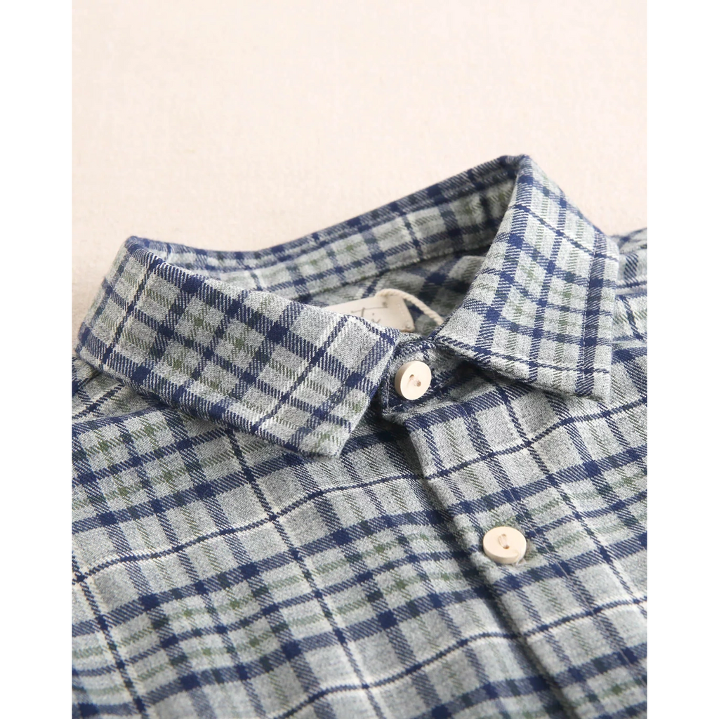 Camisa de bebé niño de cuadros azul marino y verde