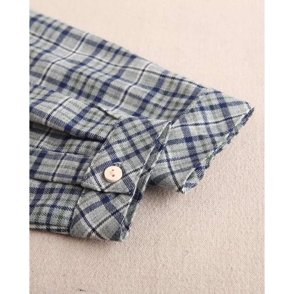 Camisa de bebé niño de cuadros azul marino y verde