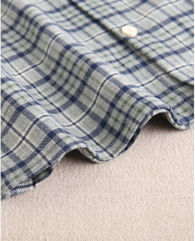 Camisa de bebé niño de cuadros azul marino y verde