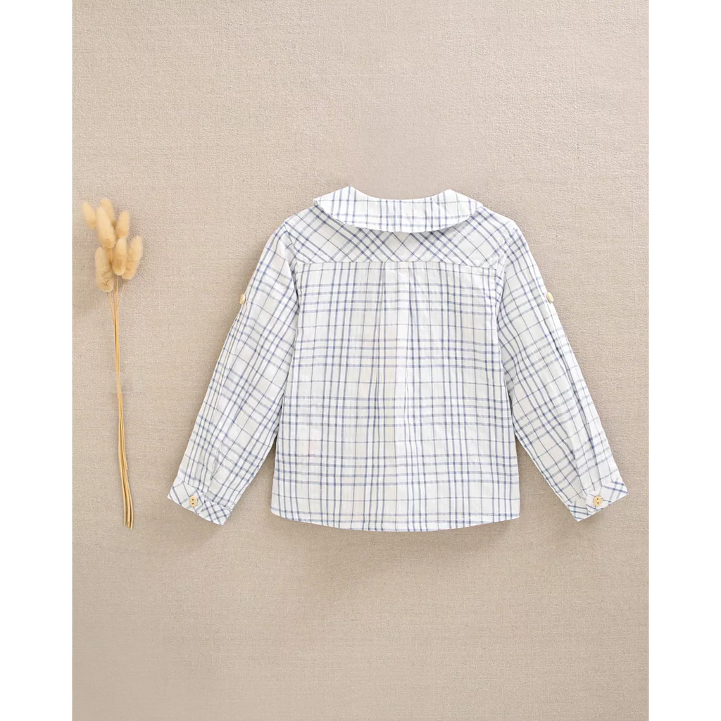 Camisa de bebé niño de cuadros azul y blanco