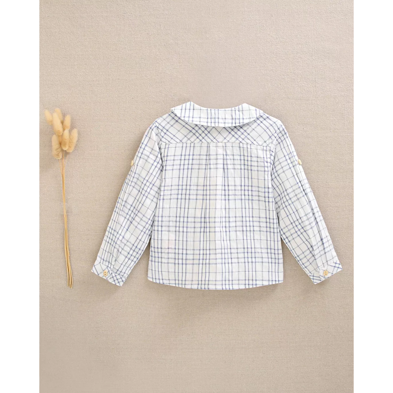 Camisa de bebé niño de cuadros azul y blanco