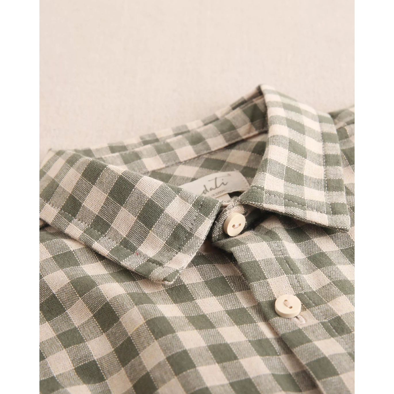 Camisa de bebé niño de cuadros vichy en verde y beige