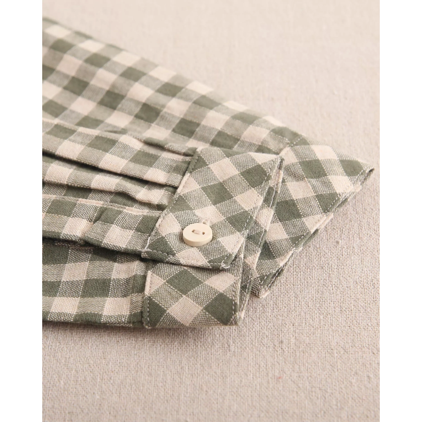 Camisa de bebé niño de cuadros vichy en verde y beige