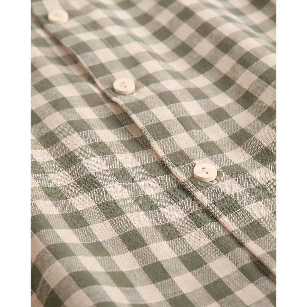 Camisa de bebé niño de cuadros vichy en verde y beige