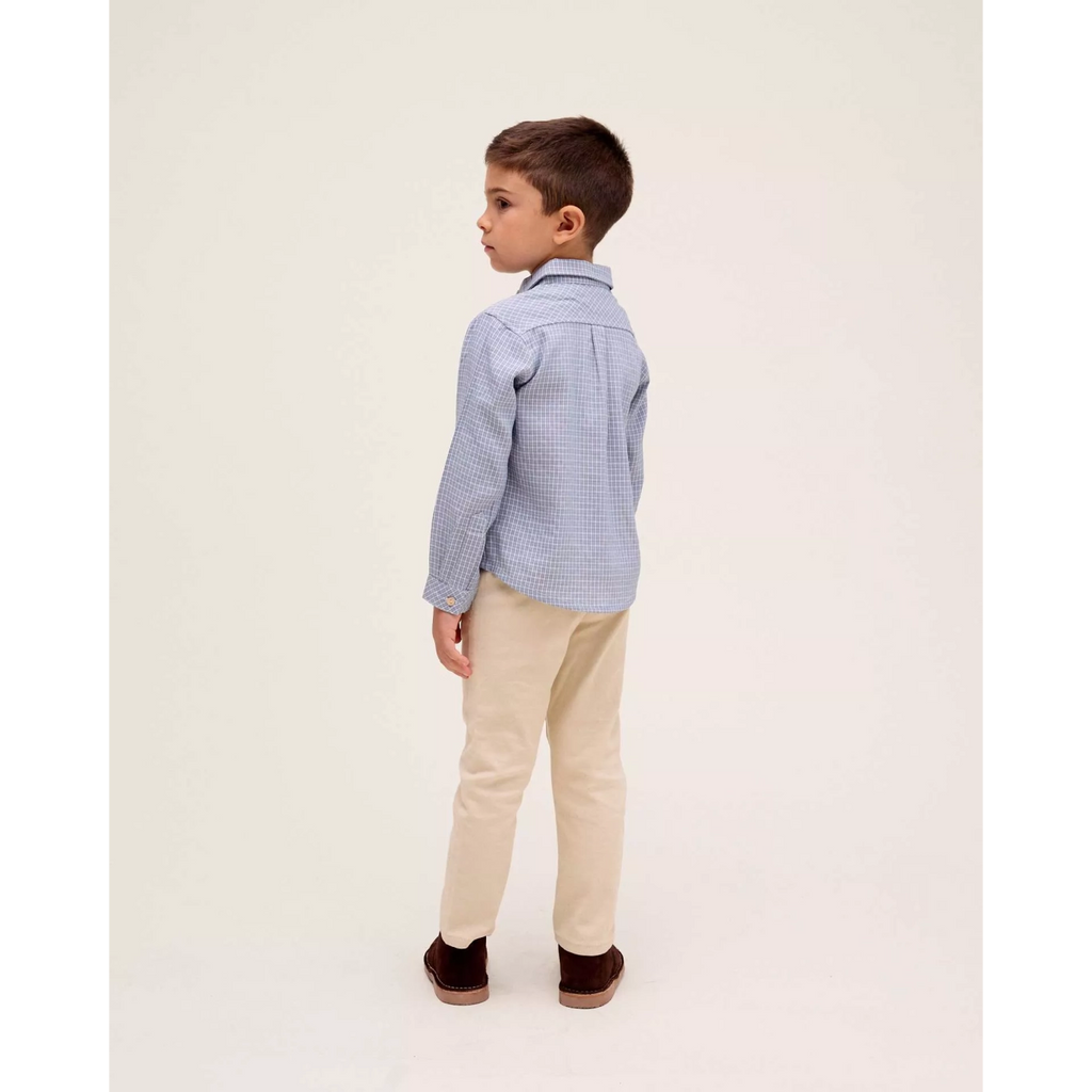 Camisa de niño de cuadro vichy azul