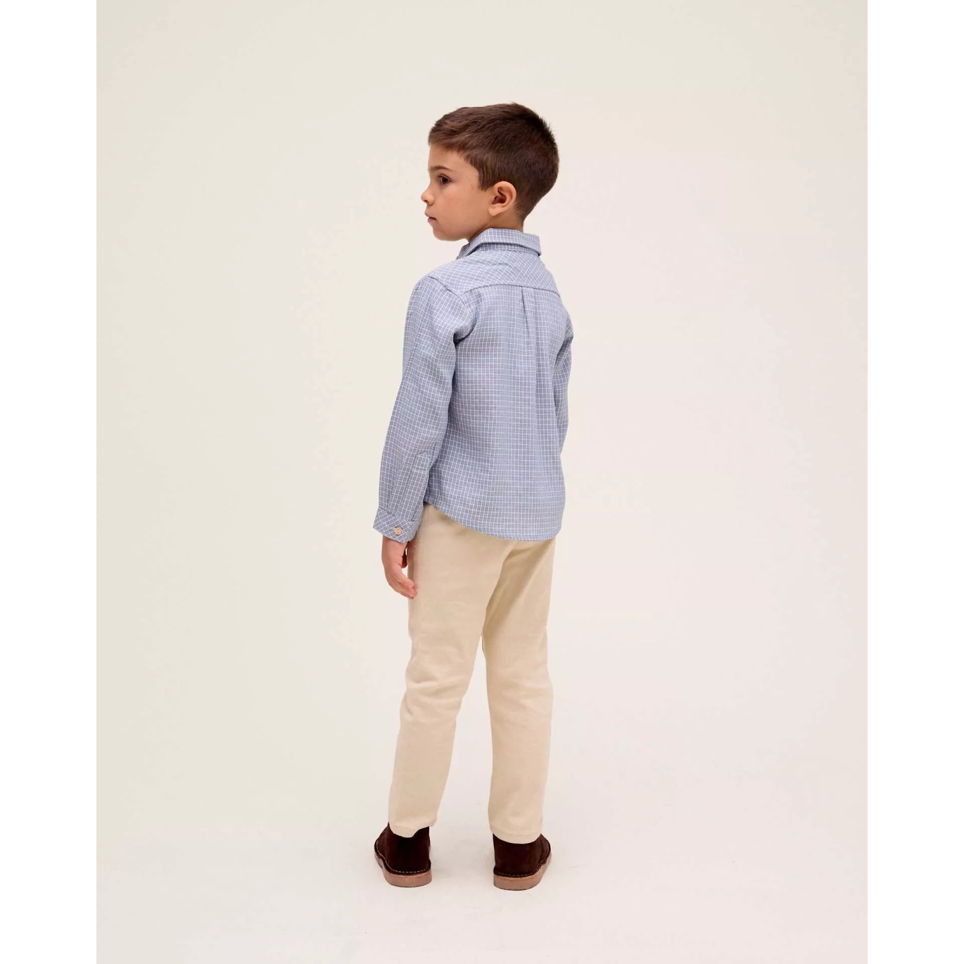 Camisa de niño de cuadro vichy azul