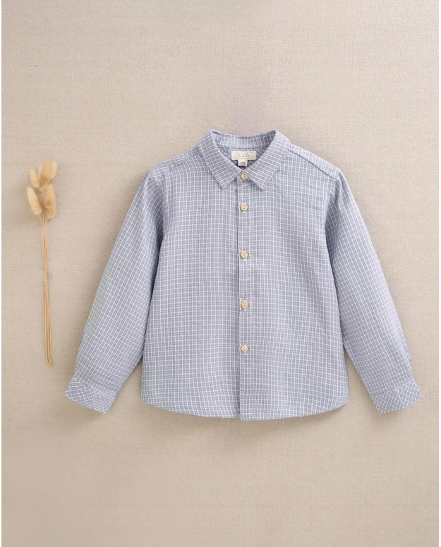 Camisa de niño de cuadro vichy azul