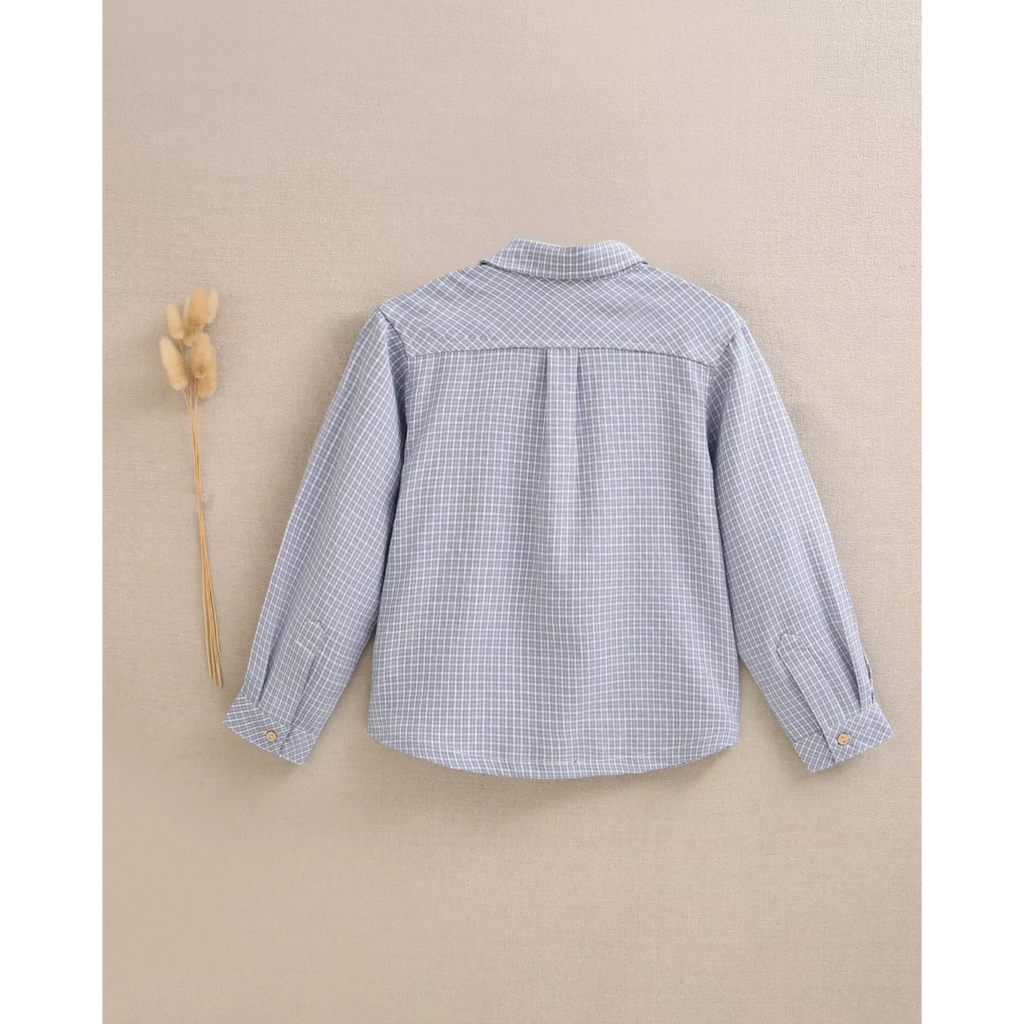 Camisa de niño de cuadro vichy azul