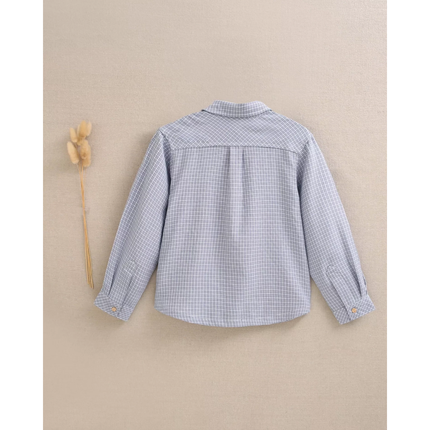 Camisa de niño de cuadro vichy azul