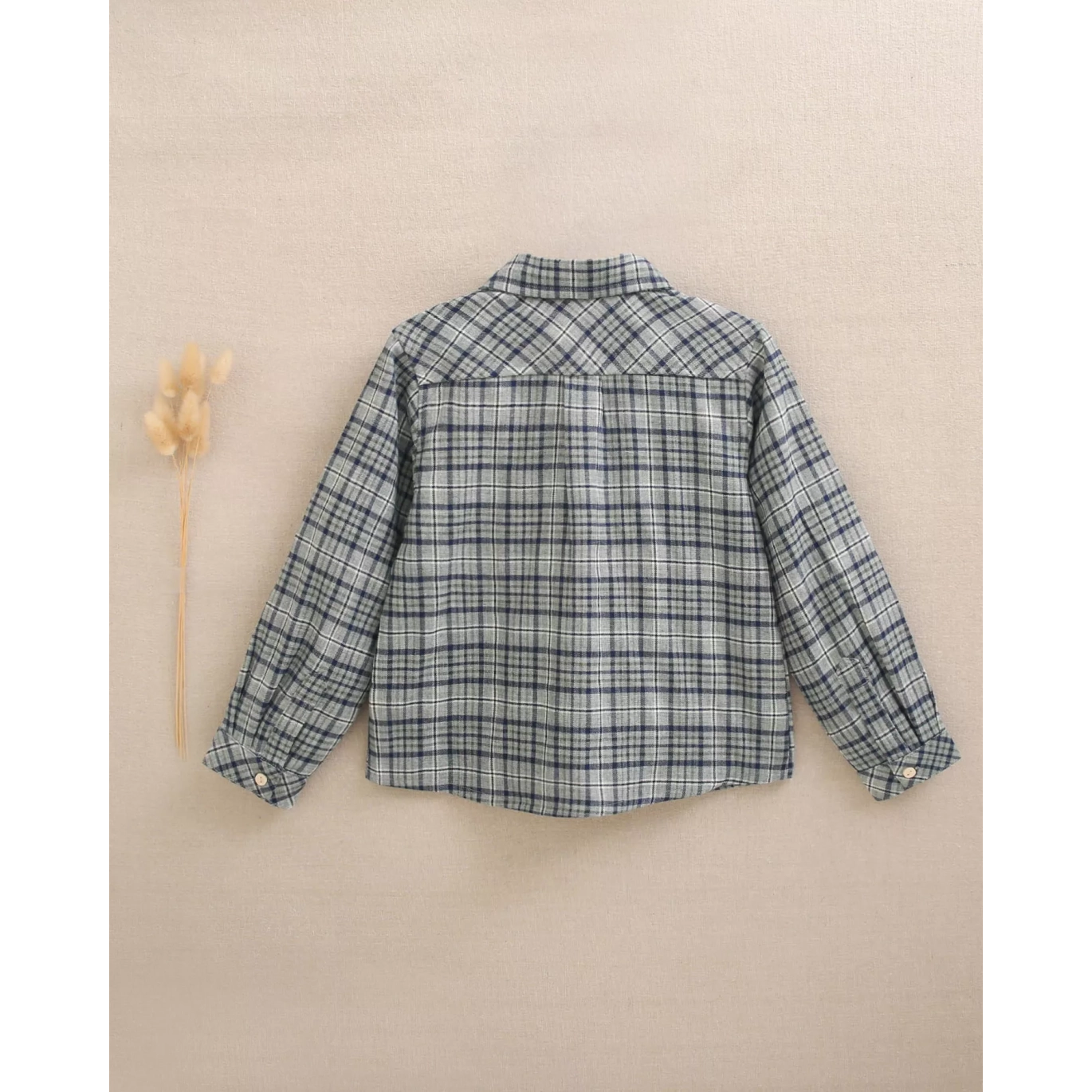 Camisa de niño de cuadros azul marino y verde