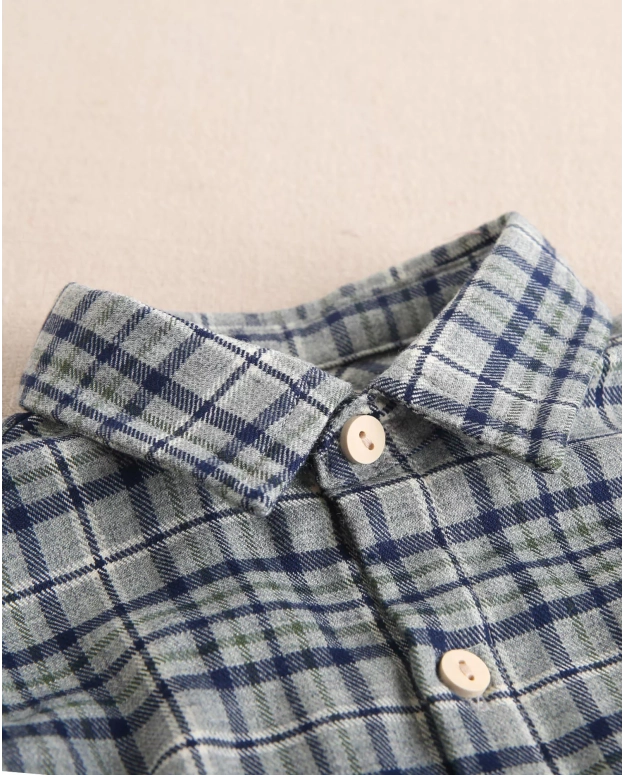 Camisa de niño de cuadros azul marino y verde