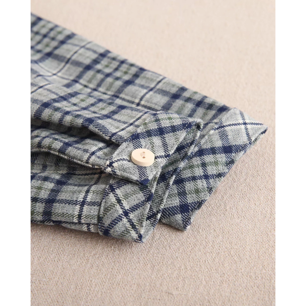 Camisa de niño de cuadros azul marino y verde
