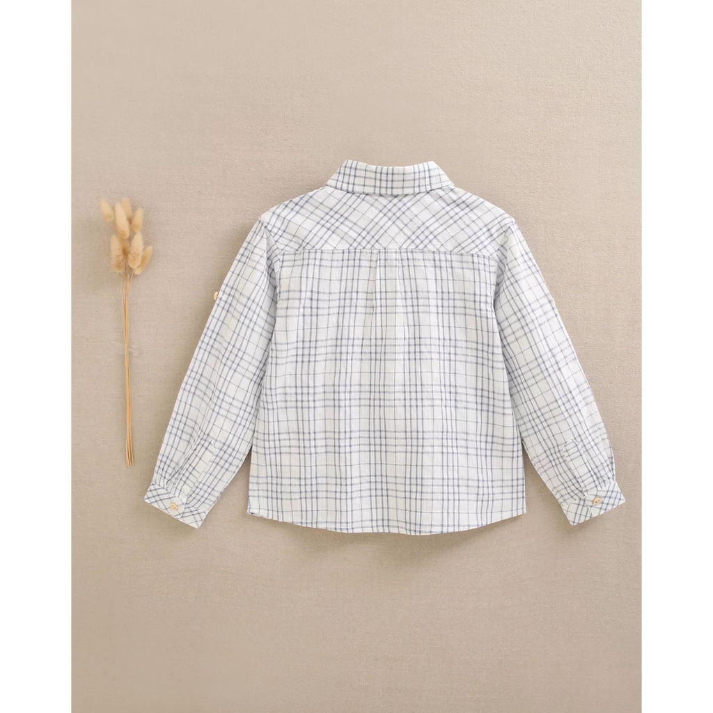 Camisa de niño de cuadros azul y blanco