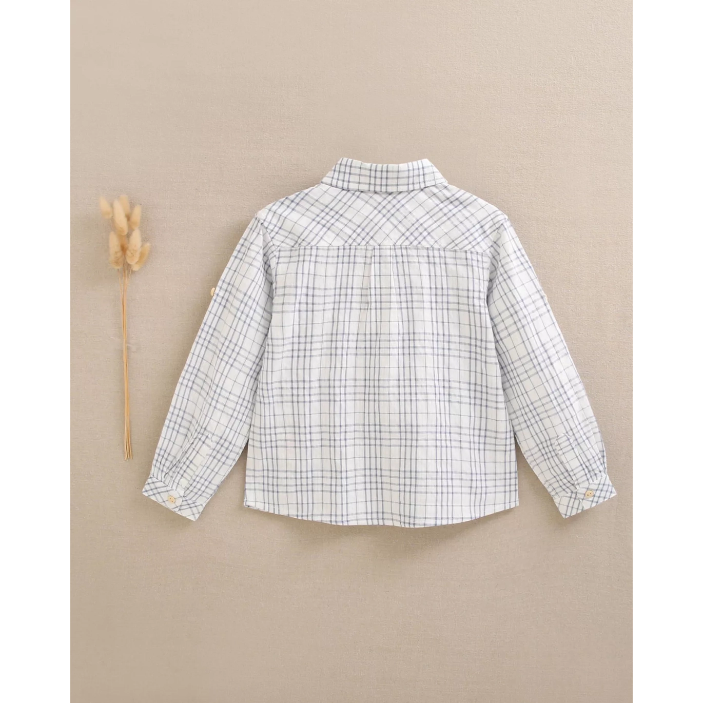 Camisa de niño de cuadros azul y blanco