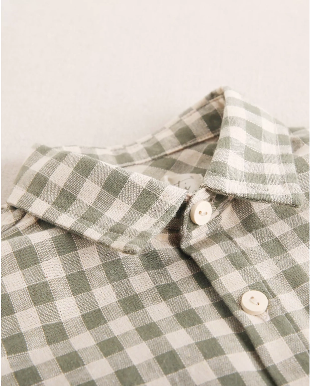 Camisa de niño de cuadros vichy en verde y beige