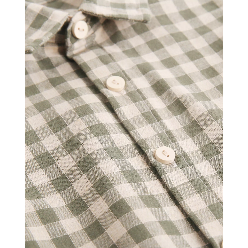 Camisa de niño de cuadros vichy en verde y beige