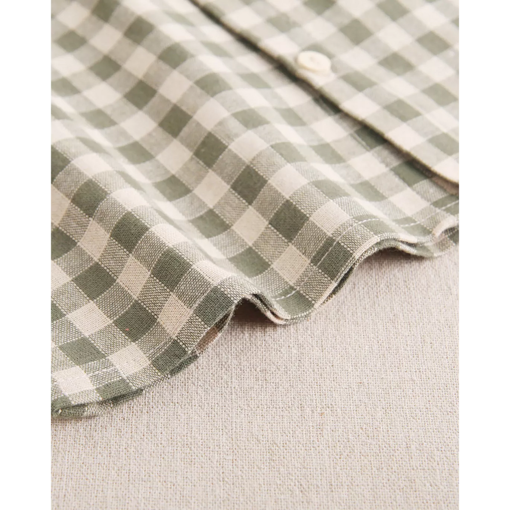 Camisa de niño de cuadros vichy en verde y beige