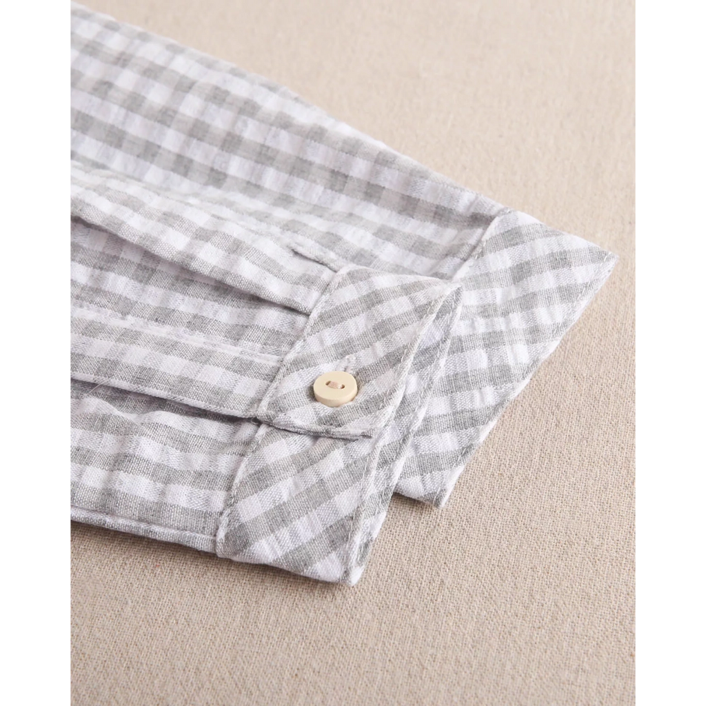 Camisa de niño de cuadros vichy gris y blanco