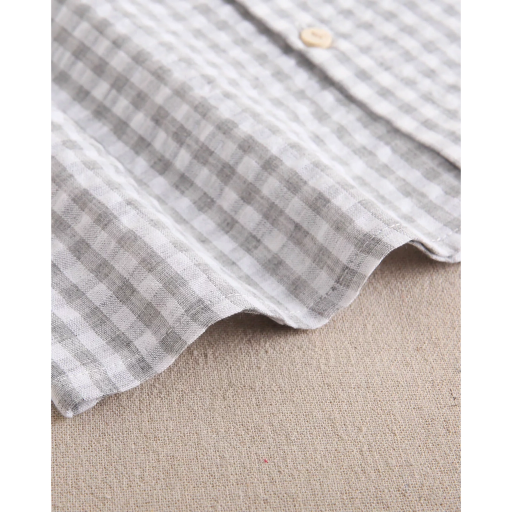 Camisa de niño de cuadros vichy gris y blanco